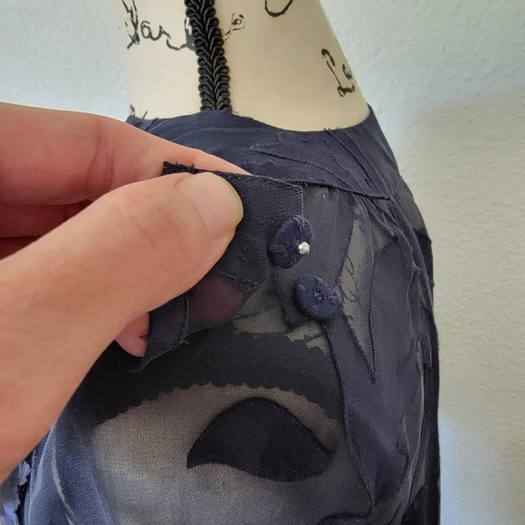 Soft Surroundings Silk Shirt Convertible Long Sheer Floral Flowy Boho Size XL - Picture 7 of 11